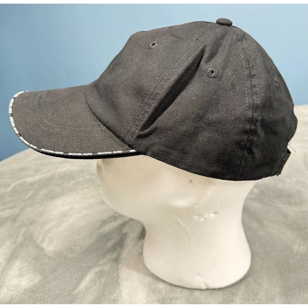 Michael Kors Baseball Cap Adjustable Black Logo Strap Trim Hat